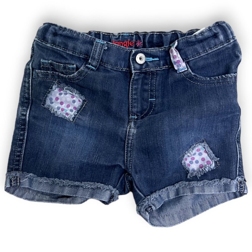 Wrangler Jeans Girl Multicolor polka dot patches Denim Shorts Sz 3T
